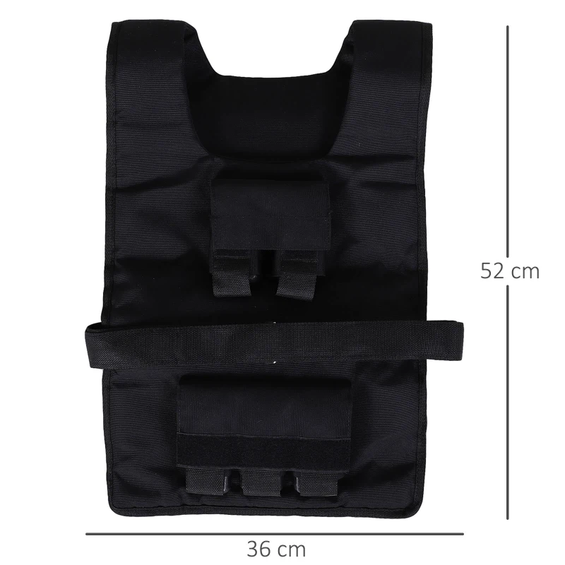 HOMCOM Colete de Peso 15 kg / 20 kg / 30 kg colete de treino ajustável com pesos removíveis colete de corrida para mulheres e homens para ganho muscular, treino de força, corrida, fitness, cross training