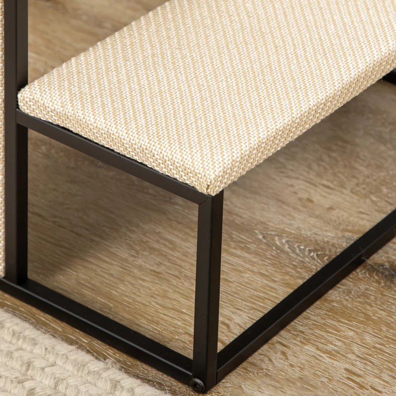 PawHut Escada para Gatos, com arranhador, 3 degraus, bolinha de brincar, robusta, Aço+Sisal, creme branco+preto, 51 x 54 x 53cm