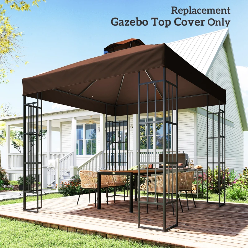 Outsunny 3 x 3 m Ersatzdach für Pavillon, Pavillon-Ersatzplane mit Wasserablauf-Löchern, UPF30+, Sonnenschutz, Kaffee