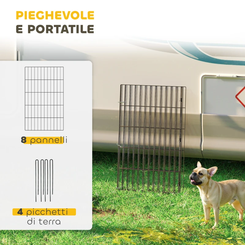 PawHut Recinto per Cani Recinto Espandibile Pieghevole in Metallo 50x80 cm Nero