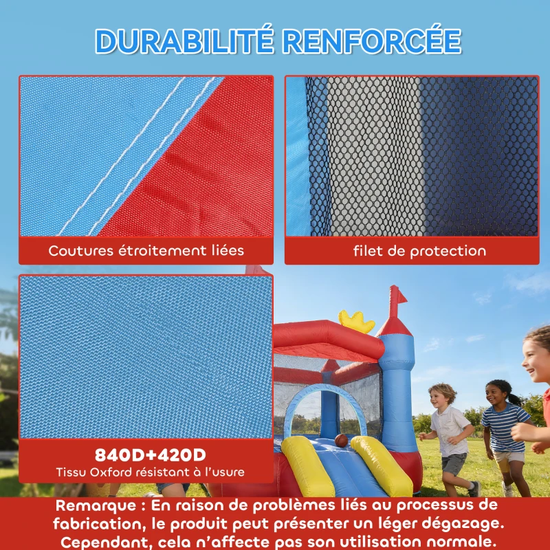 AIYAPLAY Château gonflable avec souffleur, aire de jeux gonflable avec toboggans, trampoline, piscine à balles, multicolore