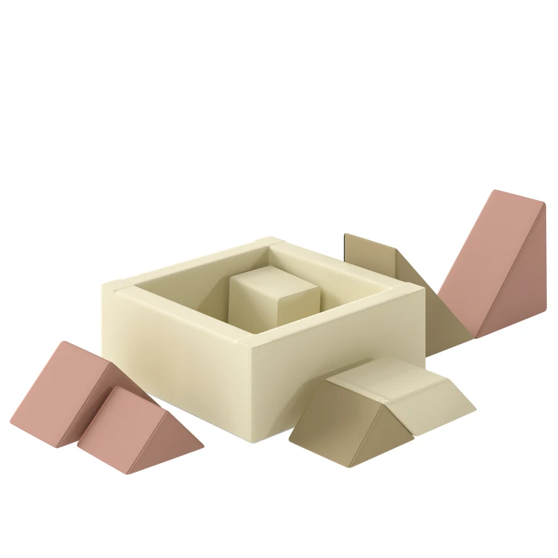 AIYAPLAY Soft Play 9 Piece Foam Climbing Blocks Soft Play Set with Tangram Play, Removable Cover for Kids Room, Ages 3-6 Years