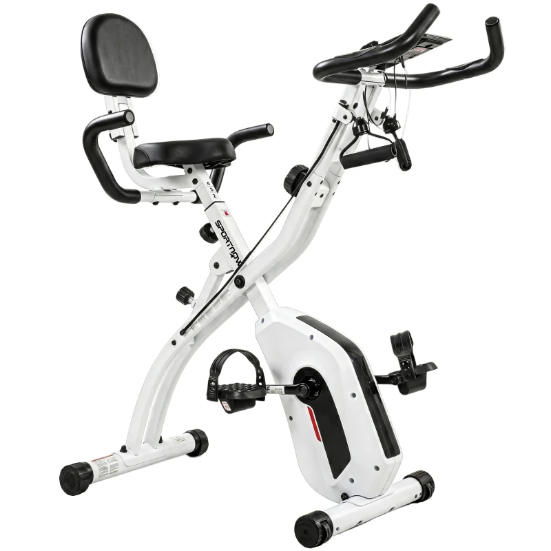 SPORTNOW Bicicleta Estática Plegable con 8 Niveles de Resistencia Volante Pantalla LCD Bluetooth Pulsómetro y Sillín Ajustable