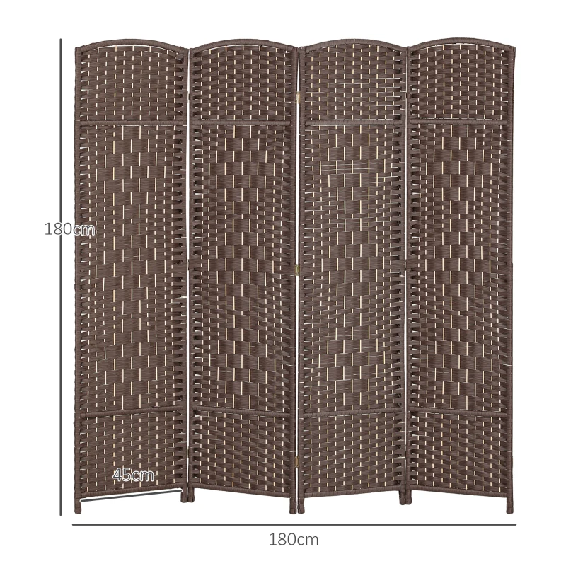 HOMCOM Innen-Paravent aus Holz 4 Paneele faltbarer Raumteiler für Wohnzimmer Schlafzimmer 180 x 180 cm Braun
