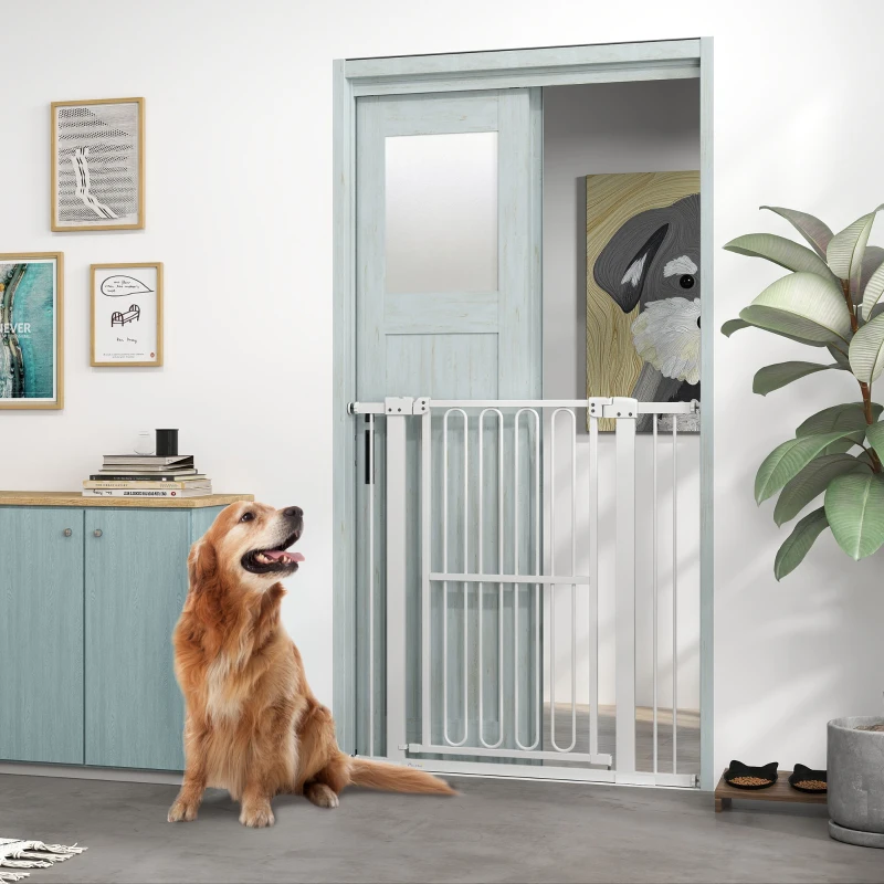 PawHut Barreira de Segurança para Cães 76-104 cm Nível sem Perfuração Nível para Escadas