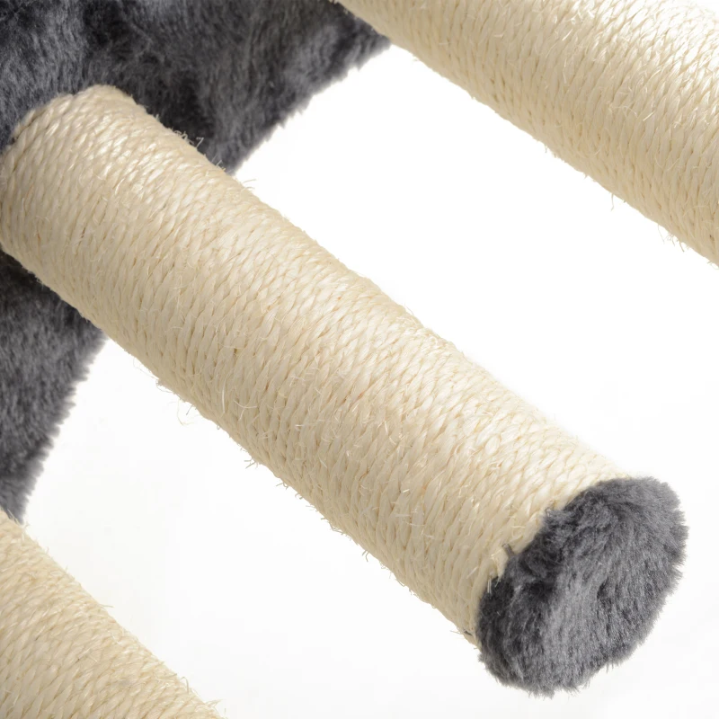 PawHut Parede de Escalada para Gatos 4 peças - Conjunto de Escalada com Rede, Ponte para Gato até 5 kg, Cinza Escuro