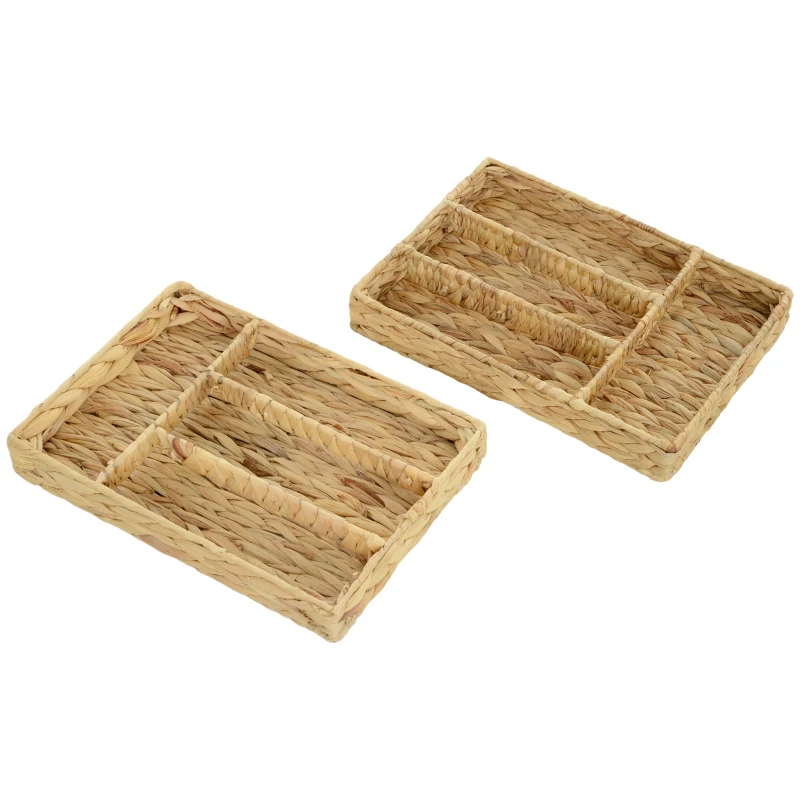HOMCOM Conjunto com 2 cestos de armazenamento com compartimentos para organizar objetos, para sala, cozinha, quarto
