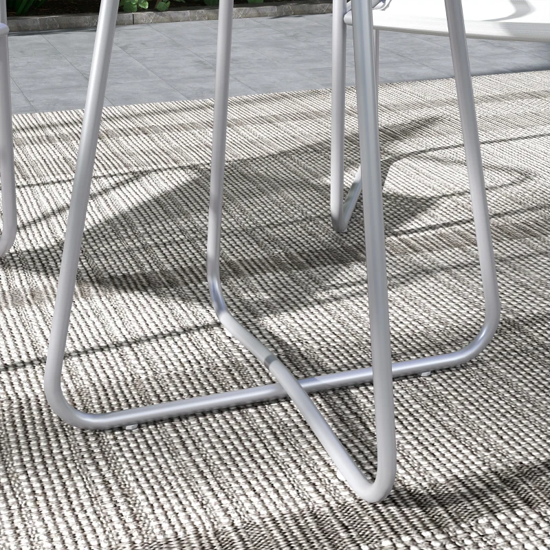 Outsunny Conjunto de móveis de jardim 3 peças, 2 cadeiras com revestimento em tecido respirável, 1 mesa redonda Ø60 cm, cinza claro