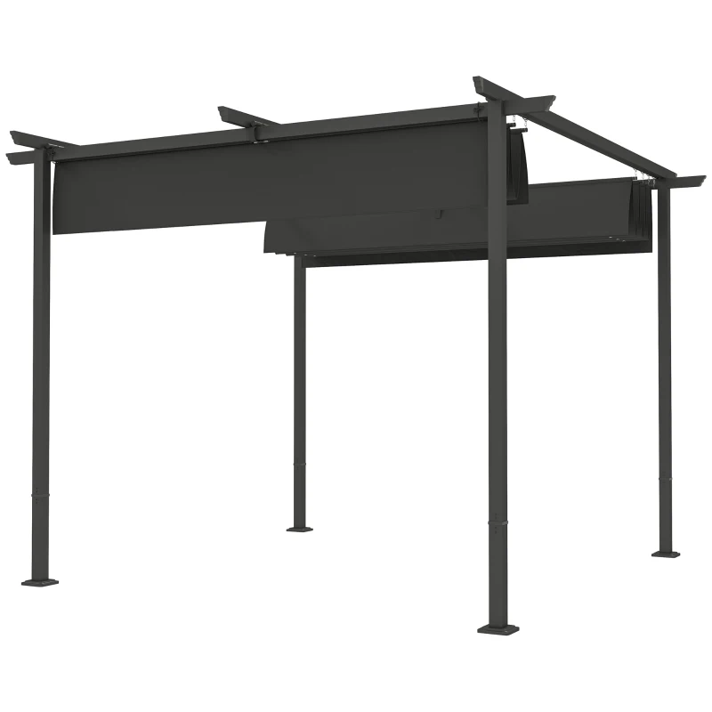 Outsunny Pérgola de jardim 3 x 3 m com teto ajustável, estrutura metálica, proteção UPF30+, toldo para varanda e terraço, cinza escuro