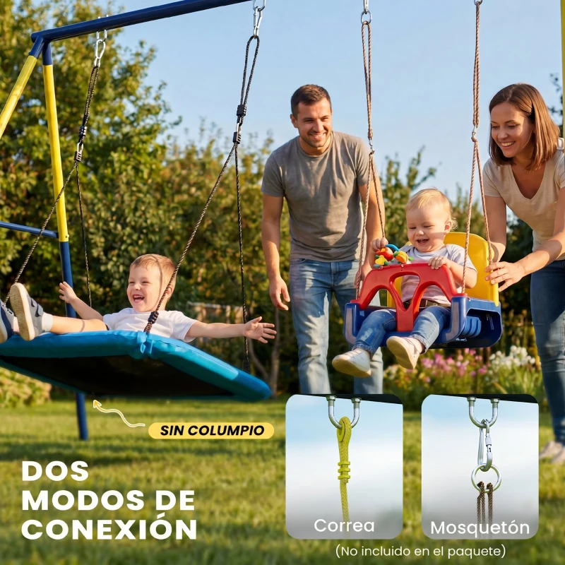 AIYAPLAY Estructura de Columpio Infantil Metálica para 2 Columpios Carga 150 kg para Asiento de Columpio Nido Azul