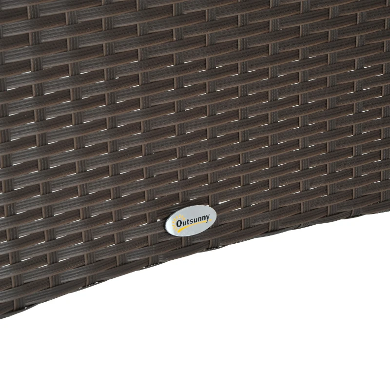 Outsunny Mesa de jardim Mesa de vidro Mesa de jantar Mobiliário de jardim, Polyrattan+Vidro de segurança, Castanho+Preto, 150x85x74cm