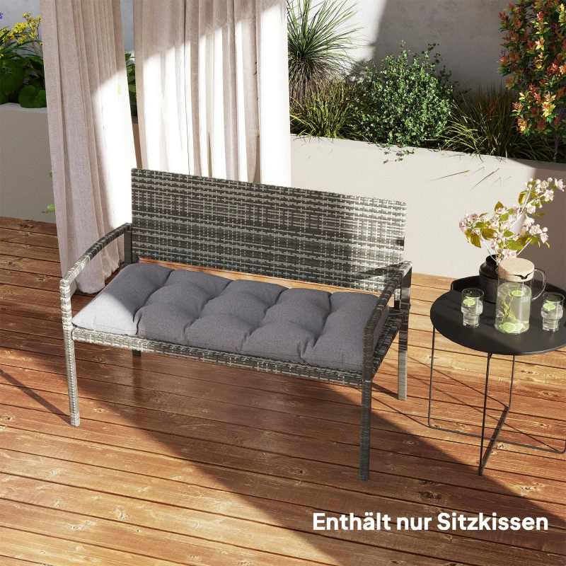 Outsunny Almofada de banco 105 x 46 x 12,5 cm com fitas, Almofada externa para móveis de jardim, Banco, Cinza