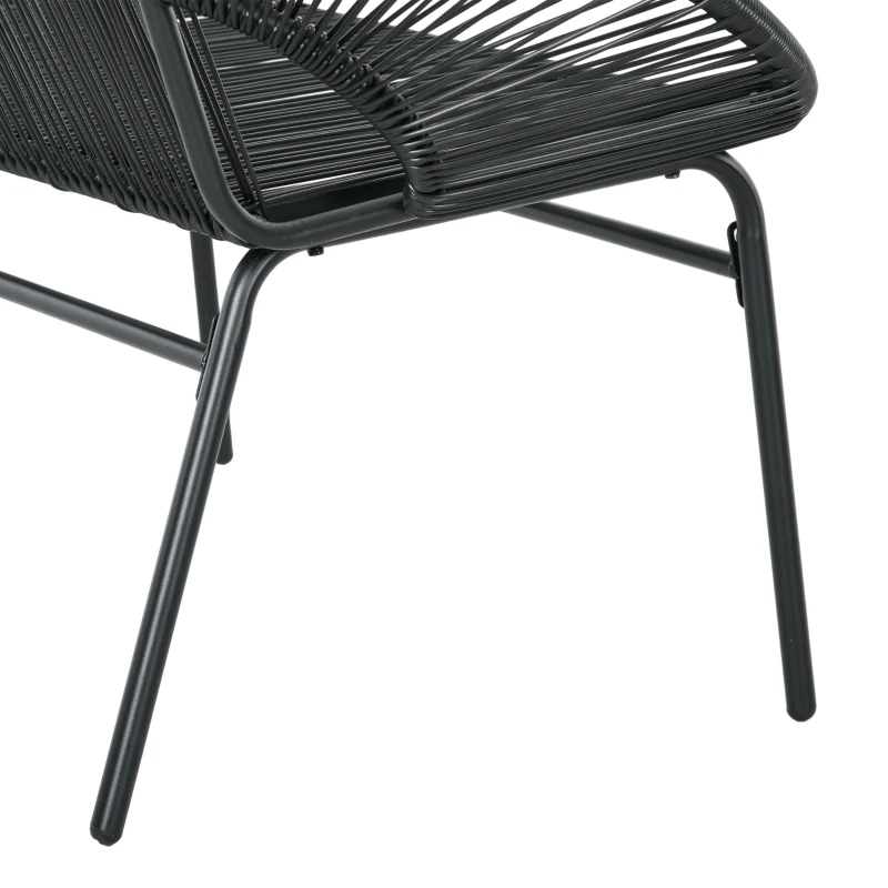 Outsunny Poltrona de Rattan Relax em Estilo Boho, 132 cm x 72 cm x 83 cm, Preto