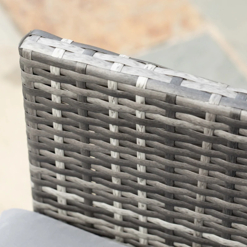 Outsunny Conjunto de Polyrattan para 4 Pessoas Conjunto de Jantar para Jardim com Almofadas, Cinza