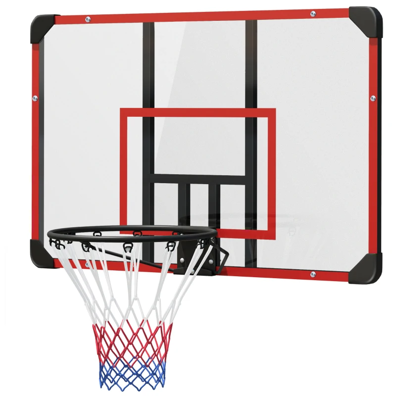 SPORTNOW Aro de basquete para montagem na parede, interno/externo, placa traseira PC robusta, rede de nylon, aro de aço, 113x61x73 cm