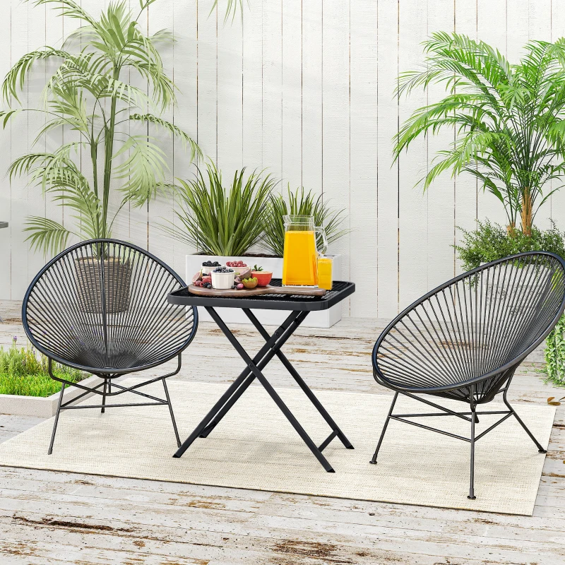 Outsunny Mesa de jardim dobrável 70 x70 cm, resistente às intempéries, mesa de varanda dobrável com design vazado, quadrada Preto