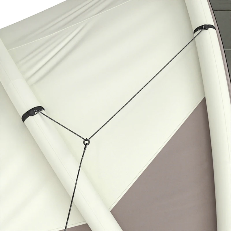 Outsunny Tente Gonflable Camping 2-4 Personnes avec Pompe 2 Chambres et Séjour Imperméable 3000mm 485x245x188cm Gris