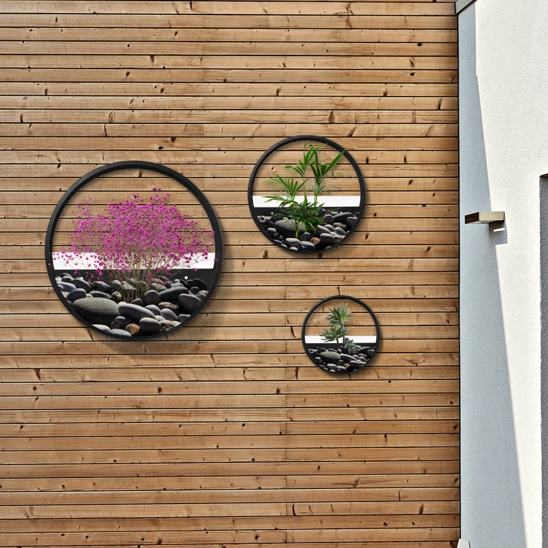 Outsunny Recipientes de parede para plantas, conjunto de 3, empilháveis, Aço+Acrílico, preto