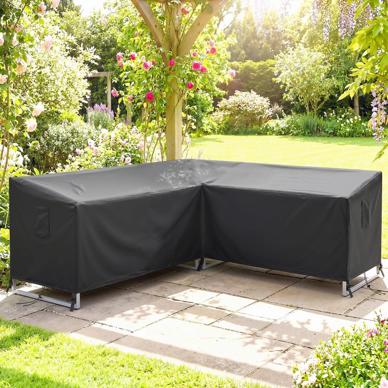 Outsunny Schutzhülle für Gartenmöbel Winterfest Wasserdicht V-förmig Anti-UV Abdeckung 420D Oxford Gewebe 216x216x78 cm Schwarz