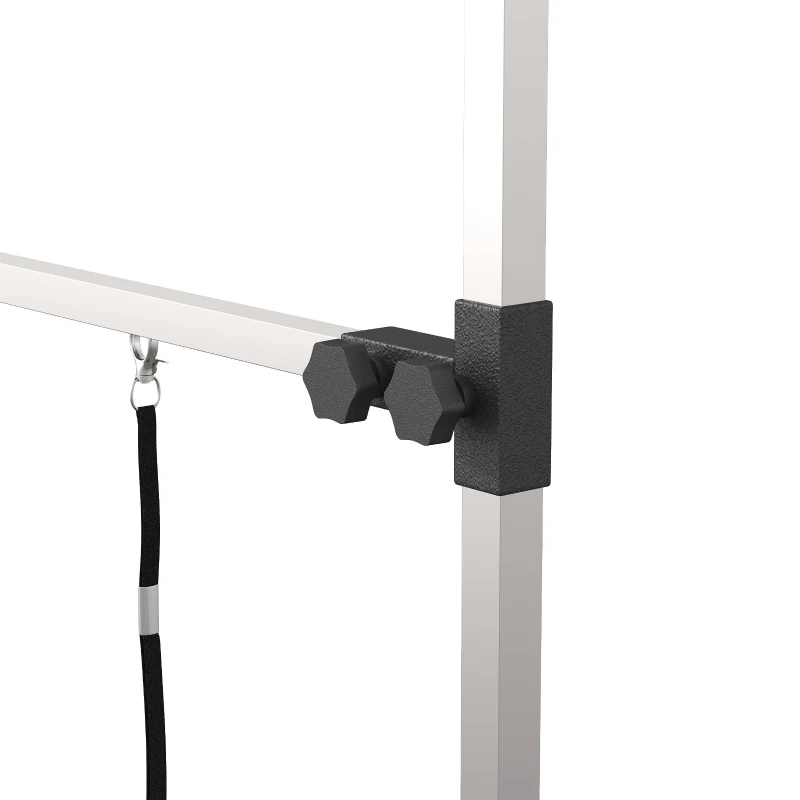 PawHut Table de toilettage pour chien pliante potence H-forme inox réglable 2 sangles panier 107 x 60 x 164 cm noir