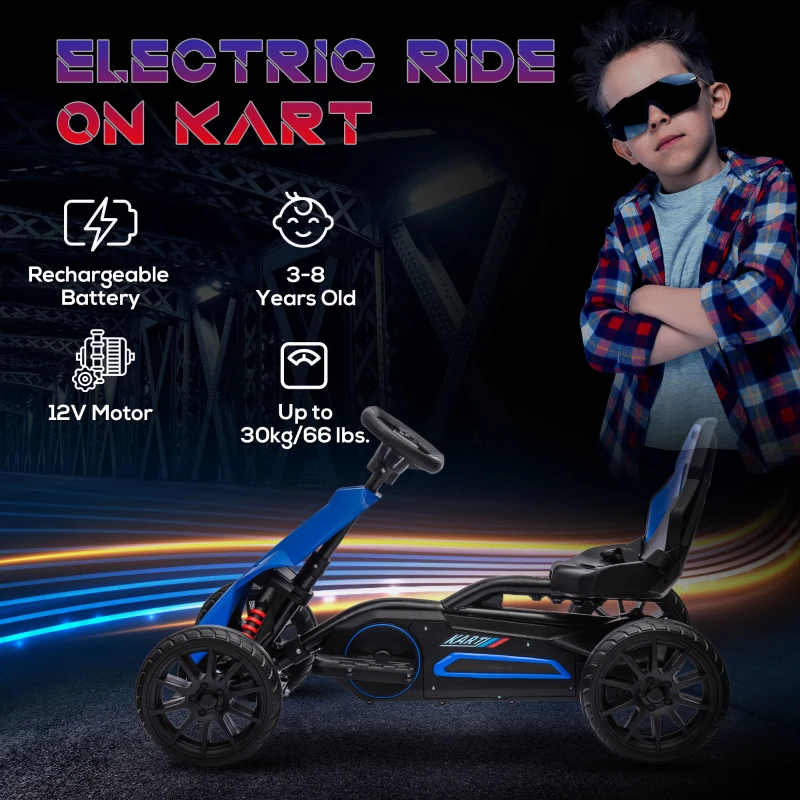 HOMCOM Elektro Go-Kart für Kinder 3-5km/h Gokart mit 2-Fach verstellbarem Geschwindigkeit, Sicherheitsgurt, EVA-Räder für 3-8