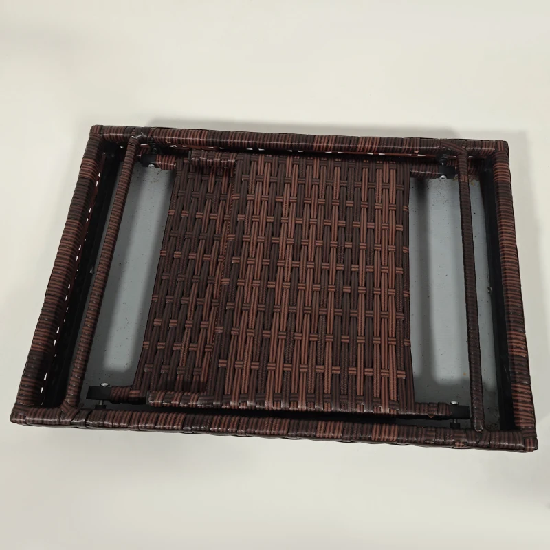 Outsunny Mesa de jardim Mesa de centro para exterior Mesa de apoio para exterior, PE-Rattan, resistente às intempéries, 60 cm x 41 cm x 41 cm,  Castanho