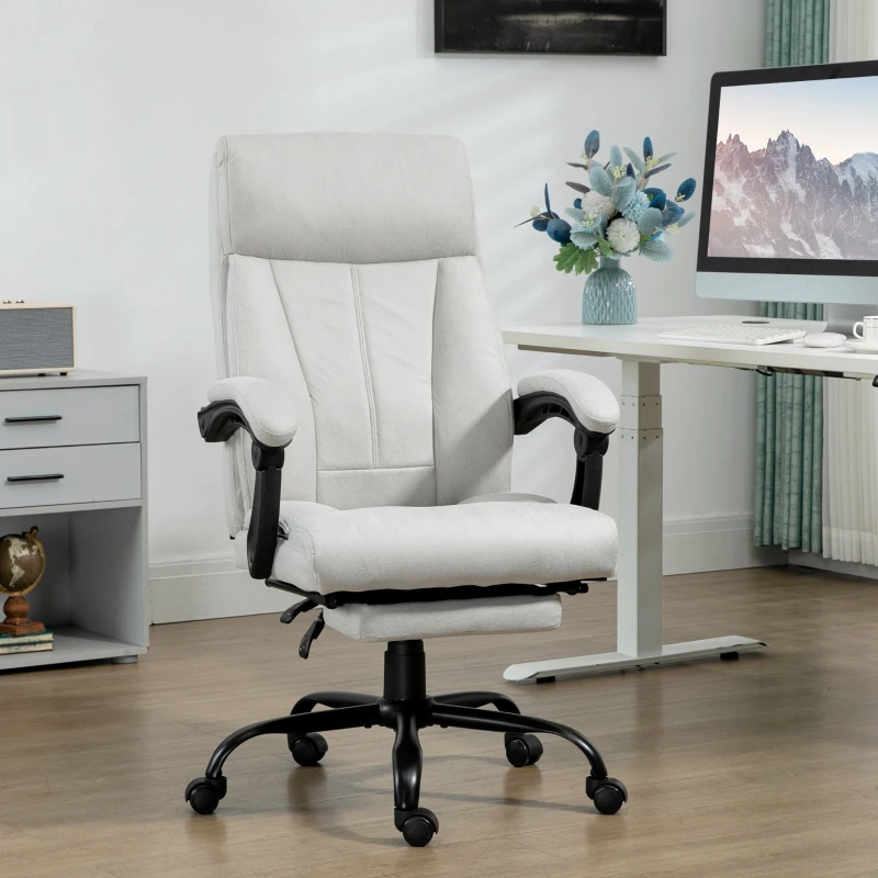 Vinsetto Cadeira de Massagem para Escritório/Cadeira para Computador, Aquecimento Lombar, Função de Inclinação, Cinza claro