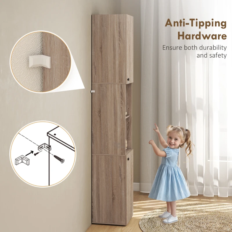 HOMCOM 6-Tier Tall Bathroom Cabinet - Natural