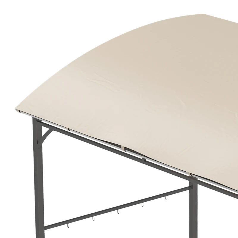 Outsunny Pavilhão para Churrasco, Cobertura para Churrasqueira, Proteção contra Chuva, Ganchos para Utensílios, Estrutura de Aço, Bege+Preto, 215 x 150 x 182/220 cm