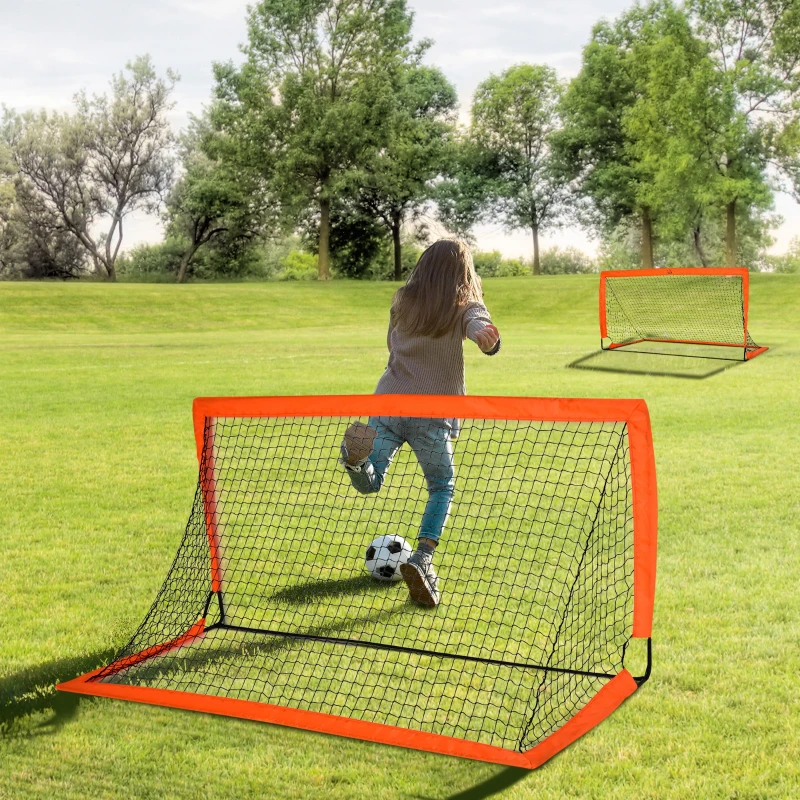 HOMCOM Conjunto de trave de futebol, leve, montagem fácil, bolsa de transporte, tubos de aço, 183x90x90 cm, Laranja