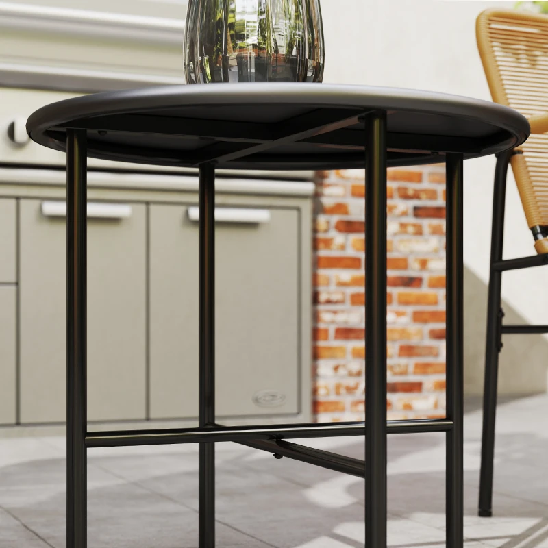 Outsunny Conjunto bistrô em Rattan 3 peças, conjunto de assentos, conjunto de jardim com 2 poltronas de jardim, mesa de centro 54 x 66 x 76 cm Amarelo