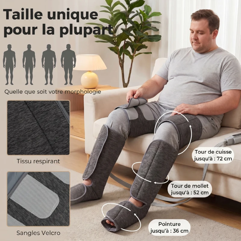 HOMCOM Beinmassager mit Wärme, Kompression, 3 Automodi & 3 Intensitäten, Fuß- und Wadenmassagegerät