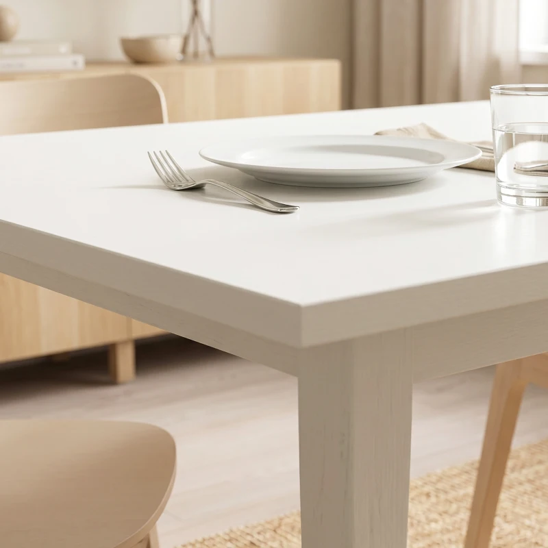HOMCOM Eettafel voor 8 personen, moderne keukentafel met massiefhouten poten, 180 cm, crème