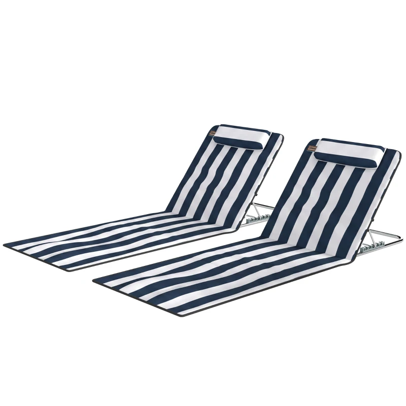 Outsunny Sonnenliege klappbar Gartenliege mit Kopfkissen Liegestuhl mit 5-Fach verstellbare Rückenlehne Tragetasche Blau