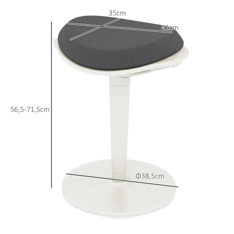 HOMCOM Banco Oscilante Ergonômica Regulável em Altura até 120 kg 42,5x35,5x56,5-71,5 cm Cinza