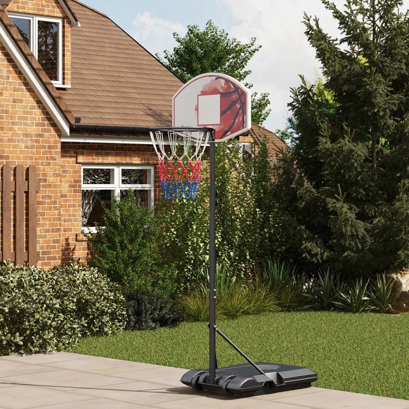 SPORTNOW Cesto de basquete ajustável em altura, independente, com rede e rodas, base grande, 179-209 cm, plástico, aço