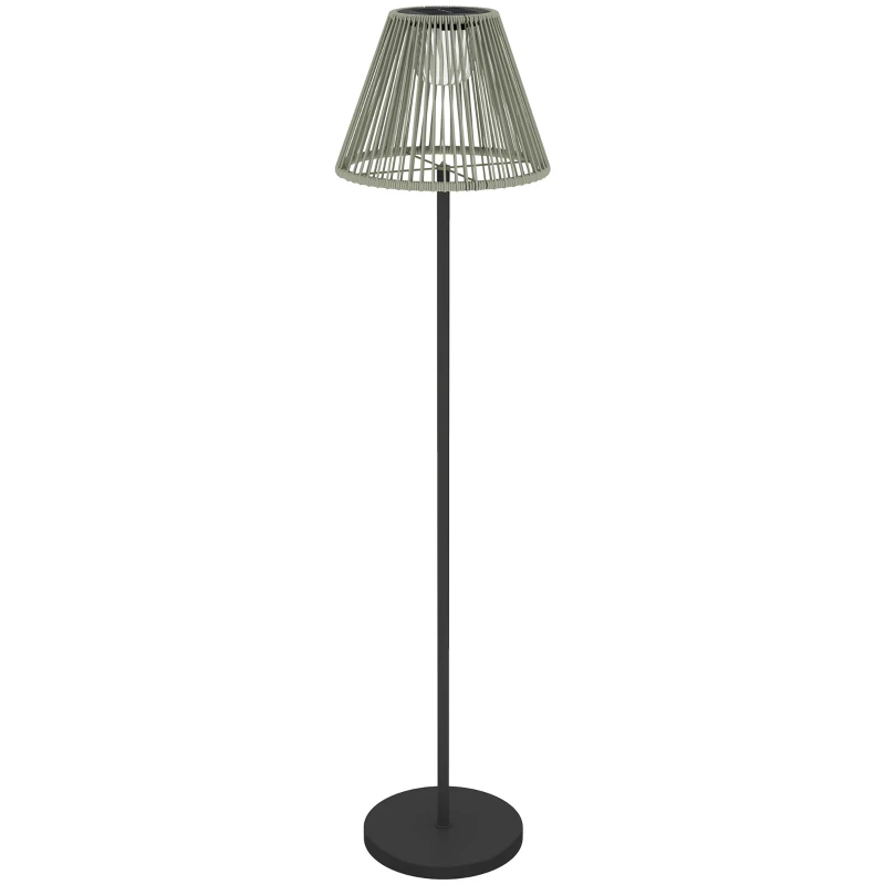 Outsunny Luminária Solar de Pé Rattan Lâmpada Solar com Sensor de Luz 25 LEDs Luminária Solar Estilo Boho Ø33 x 135 cm