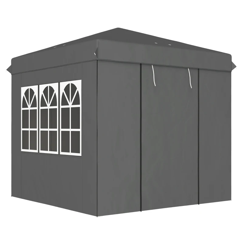 Outsunny 2,5 x 2,5 m Pavilhão pop-up com paredes laterais e bolsa de transporte, UPF50+ tenda de jardim com altura ajustável, Cinzento escuro