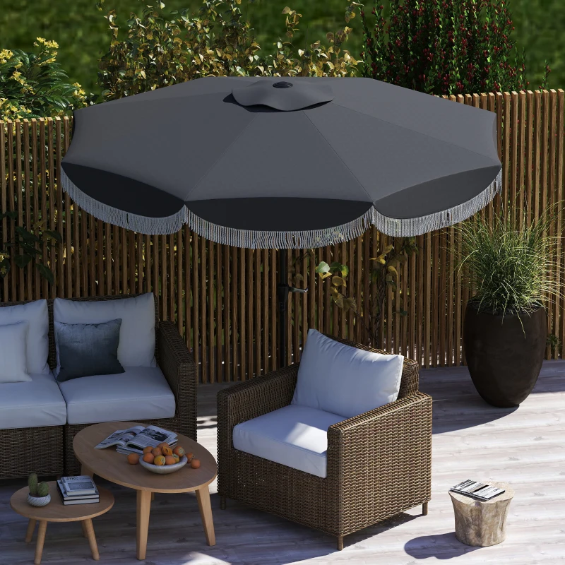 Outsunny Guarda-sol Ø269 cm, Proteção UV Guarda-sol octogonal para varanda, proteção solar para jardim, Cinza escuro