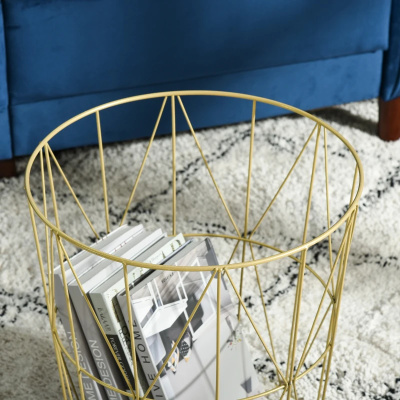 HOMCOM Lot de 2 Tables Basses gigognes - Tables d'appoint Rondes encastrables Style néo-rétro Bicolore Structure métal doré Plateau MDF Aspect marbre Blanc