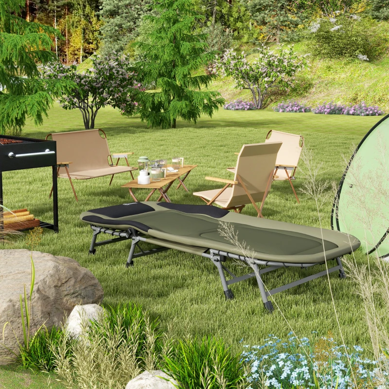 Outsunny Espreguiçadeira Cama de Campanha Cama Portátil, 200 x 85 x 40-55 cm, Verde