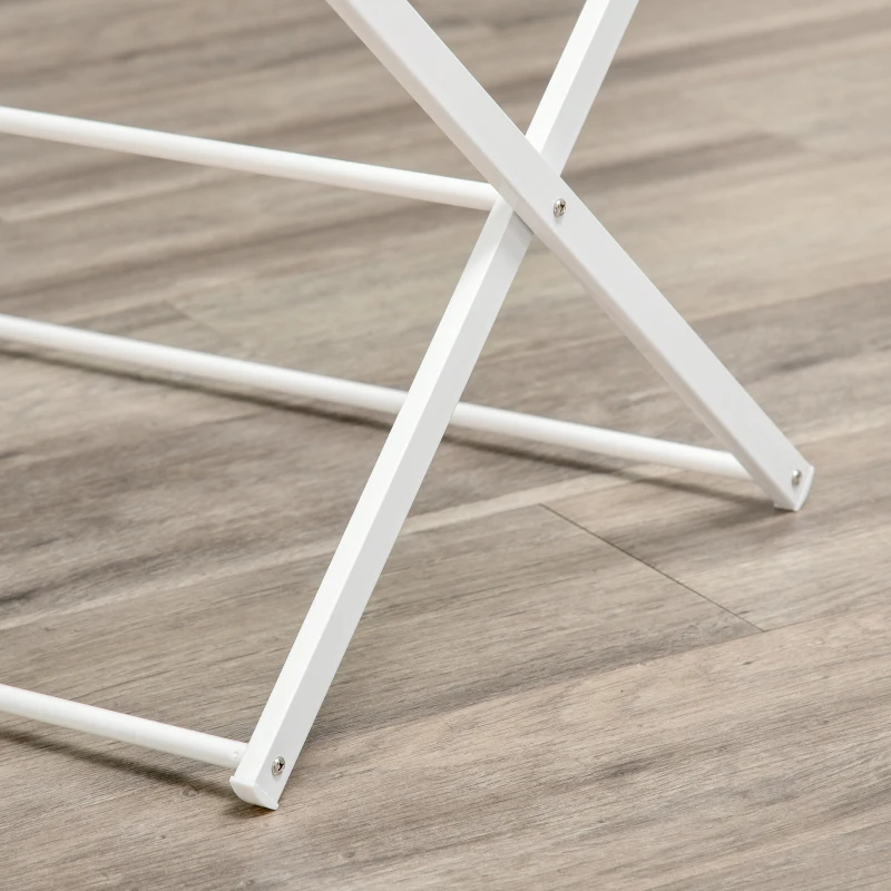HOMCOM Varal dobrável 8 níveis torre de secagem varal de torre varal metálico peças em plástico branco 74 x 35 x 144 cm