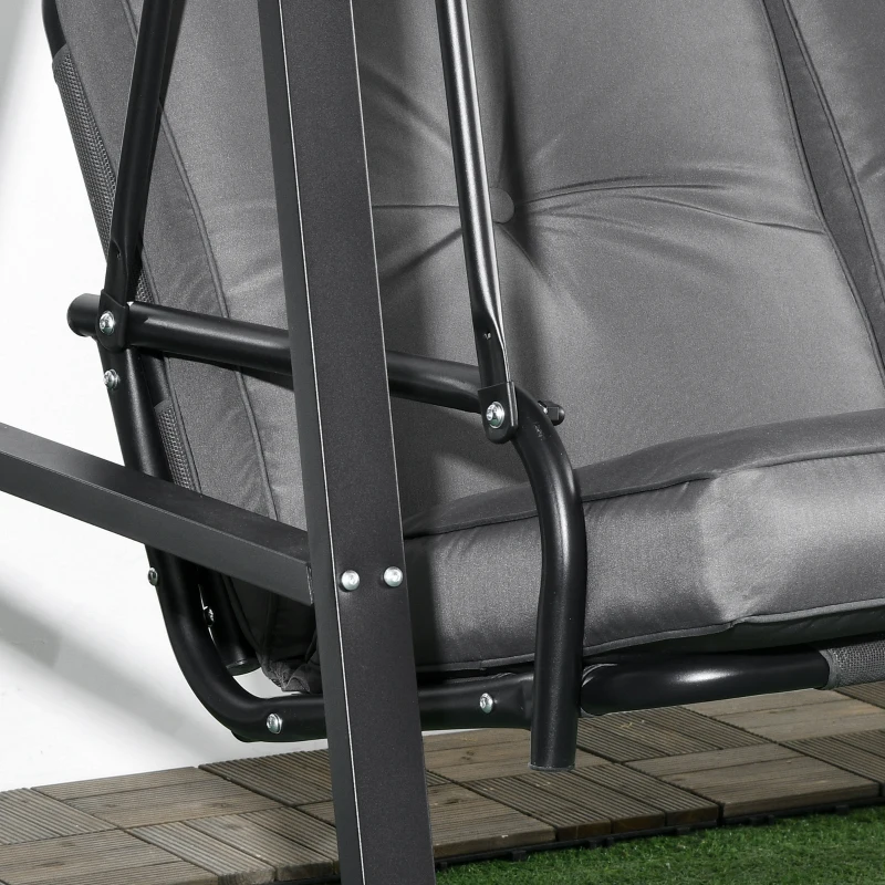 Outsunny Balanço estilo Hollywood, balanço de jardim 2 lugares com toldo ajustável, suporta até 220 kg, 145 x 116 x 172 cm, Cinza escuro
