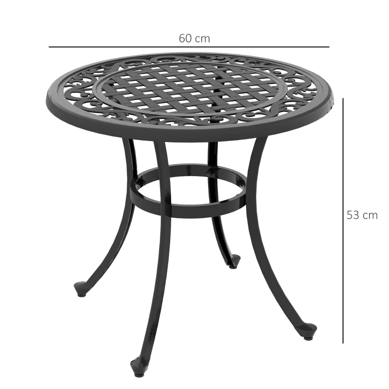 Outsunny Mesa de jardim Loungetisch Mesa de varanda, Design vintage, 60 x 60 x 53 cm, Preto