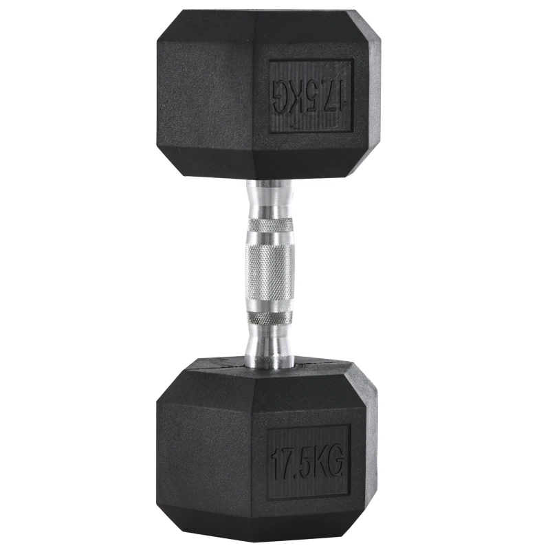 HOMCOM Halteres, 17,5 kg haltere, haltere, peso, pega antiderrapante, Preto + Prata