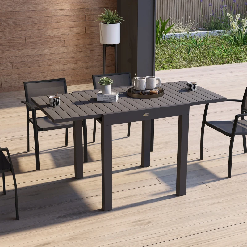 Outsunny Mesa de jardim, mesa outdoor, resistente às intempéries, 162 x 80 x 75 cm, Cinza