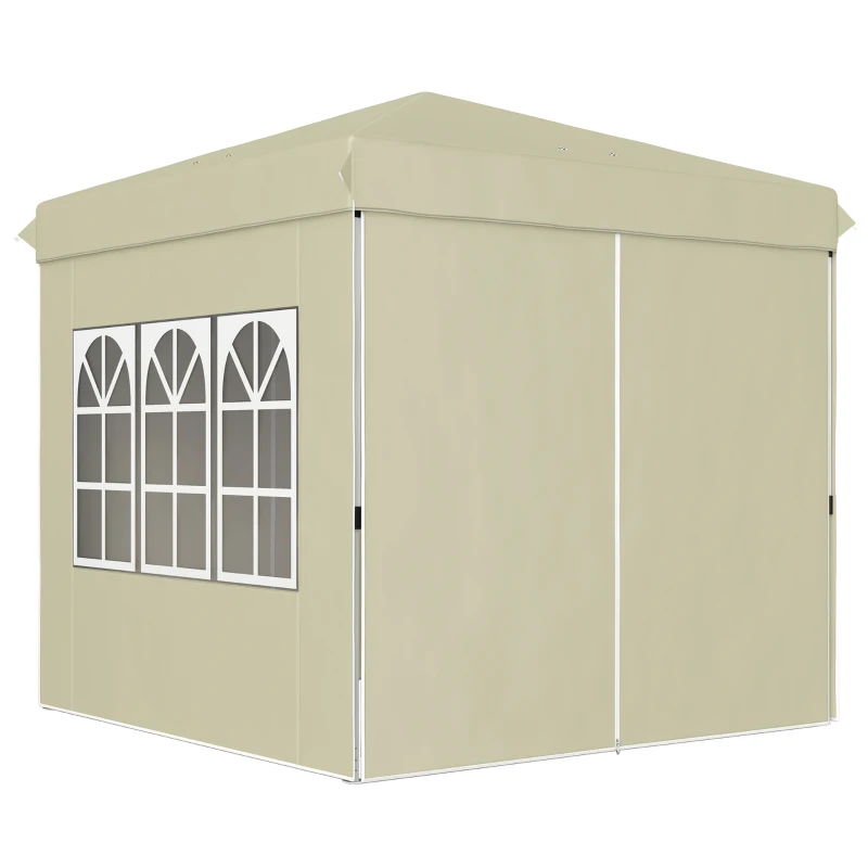 Outsunny Pavilhão pop-up 2,5 x 2,5 m com paredes laterais e bolsa de transporte, tenda de jardim ajustável UPF50+, Creme branco