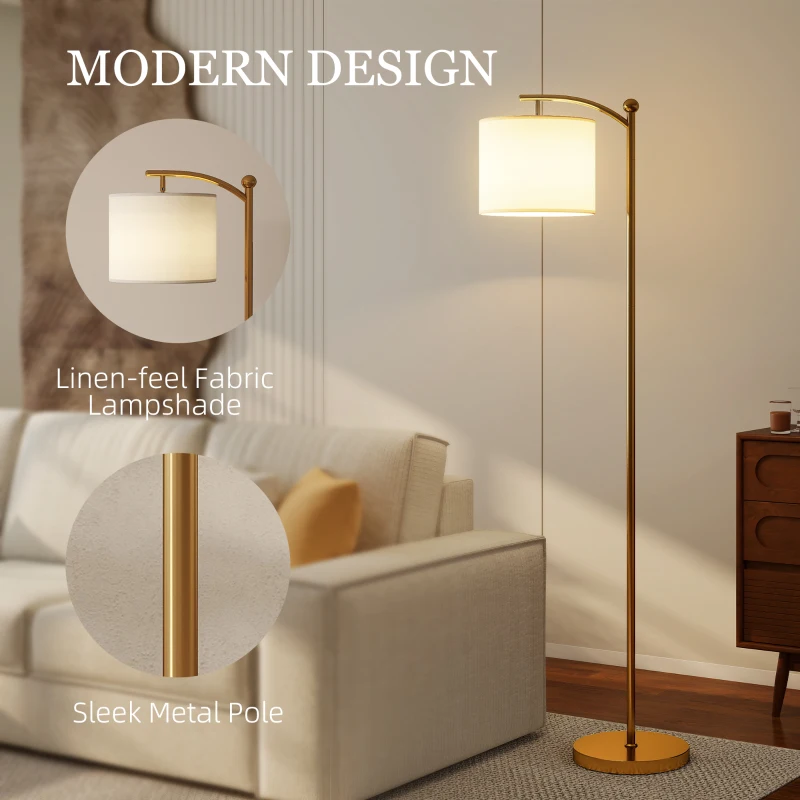 HOMCOM LED Floor Lamp with Remote Control - Gold Tone