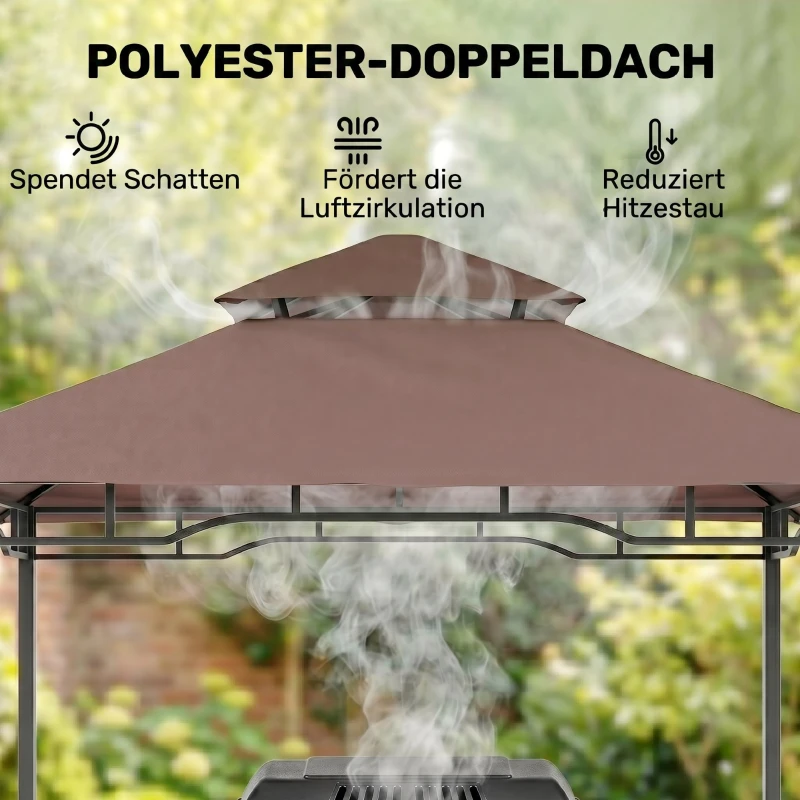 Outsunny Barbecuepaviljoen barbecuetent tuintent balkon barbecue paviljoen dubbel dak staal