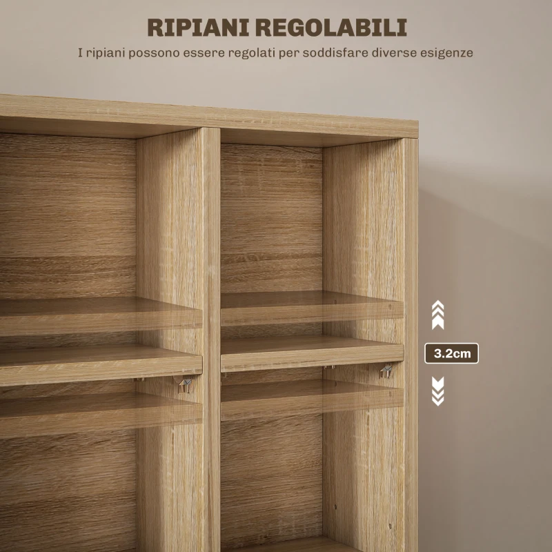 HOMCOM Mobile Porta CD con Ripiani Regolabili per 456 CD o 336 DVD, 24 Scomparti, 89x20x130.5 cm, Legno